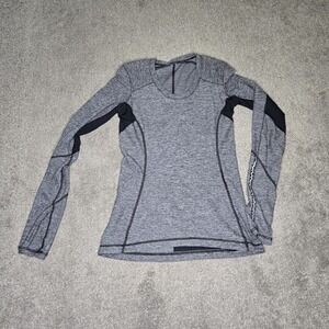 Lululemon Women's Star Runner Long Sleeve Top Black & Heathered Gray Size‎ 6